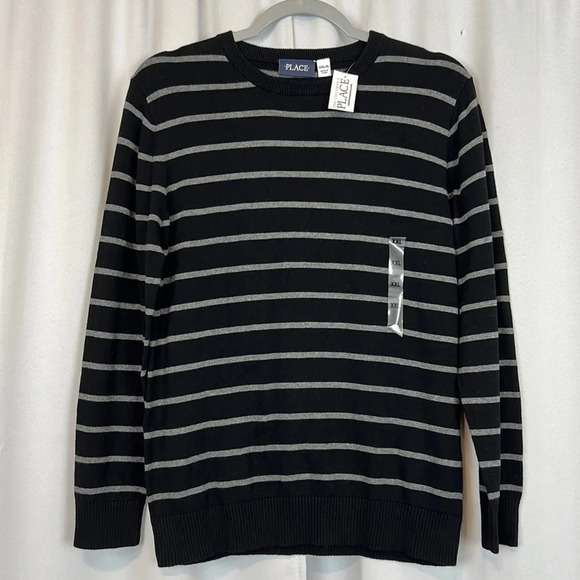 New The Children Place Boy’s Crewneck Striped Sweater Size XXL - Picture 1 of 4